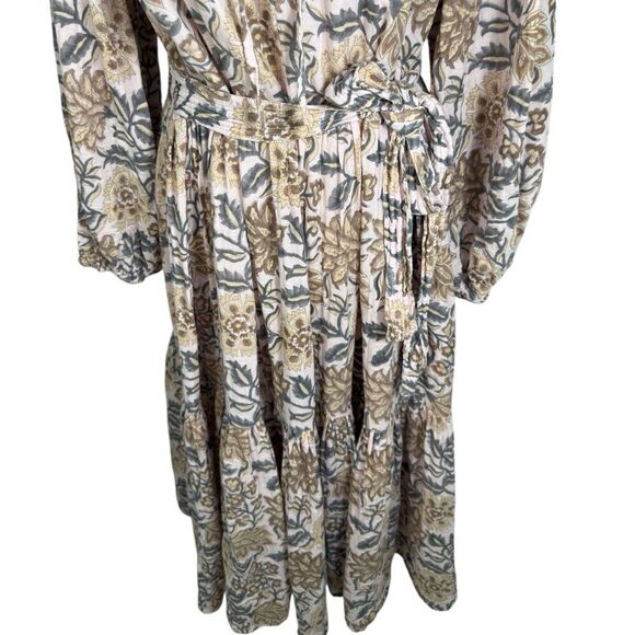 Hannah Artwear Light Pink Ambrosia Floral Print Gauze Midi Dress In Ivy - Picture 10 of 14